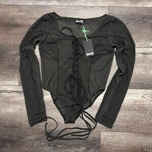 Dolls Kill Diatonic Jersey Ribbed Bodysuit Dark Gray, Size XXL, NWT